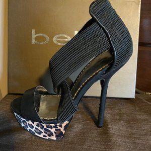 Bebe size 6 1/2 “Cleo”women’s heels w/ leopard print. Worn once.